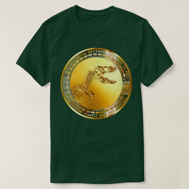 Dinosaur Skull Fossil Skeleton Coin Bitcoin World  T-Shirt (Design vorne)
