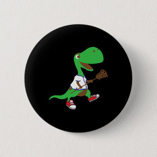 Dinosaur spielt Lacrosse Cool Dino Mannschaftsspor Button