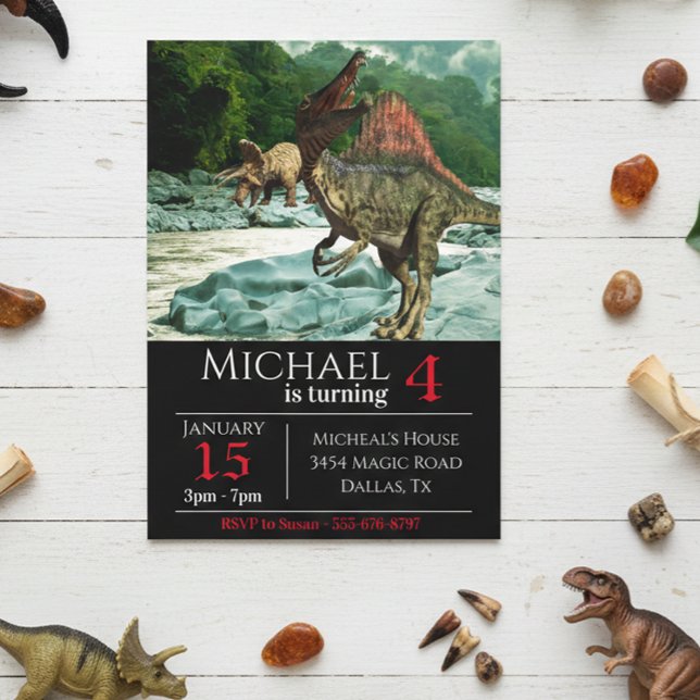 Dinosaur Spinosaurus Landscape Geburtstagsfeier Einladung (Von Creator hochgeladen)