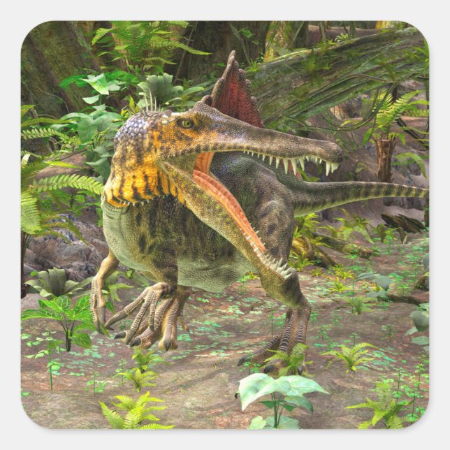 Dinosaur Spinosaurus Quadratischer Aufkleber (Vorderseite)