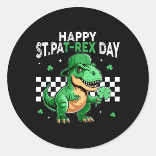 Dinosaur St. Patrick's Day Frohen St. Pat T-Rex-Ta Runder Aufkleber