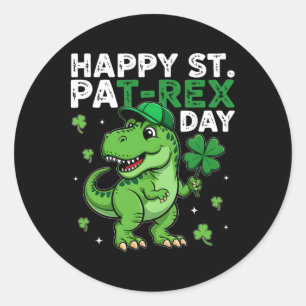 Dinosaur St. Patrick's Day Glücks-Kleeblatt Irisch Runder Aufkleber