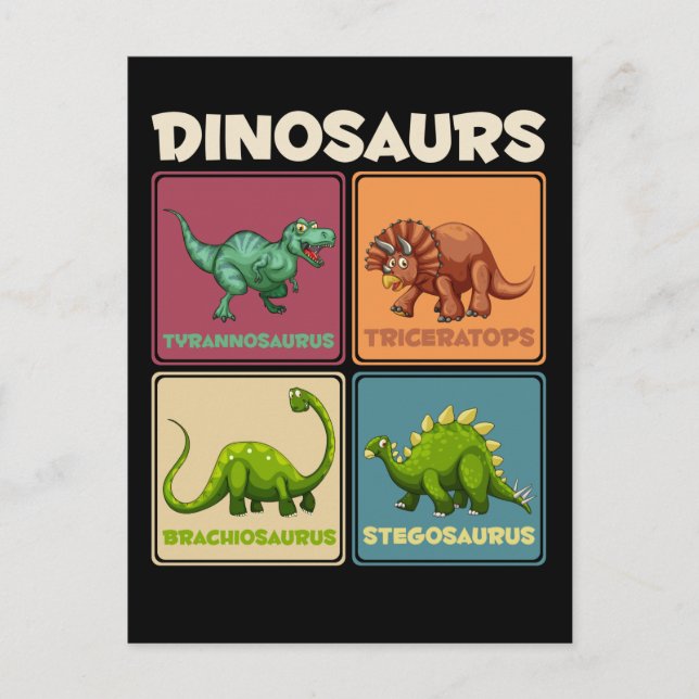 Dinosaur Stegosarus T-rex Triceratops Dino Postkarte (Vorderseite)