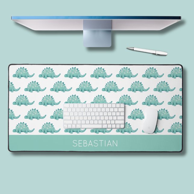 Dinosaur Stegosaurus Prénom (Stegosaurus dinosaur personalized desk mat for laptop.  Kids homework or office)
