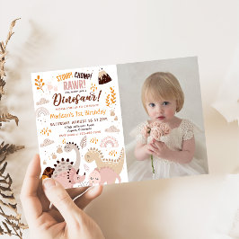 Dinosaur Stomp Chomp Rawr 1. Geburtstags-Foto Einladung
