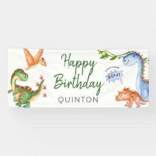 Dinosaur Stomp Chomp Rawr Birthday Party Banner