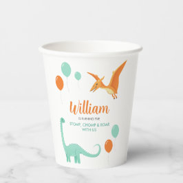Dinosaur Stomp Chomp Rawr Birthday Party Boy Pappbecher