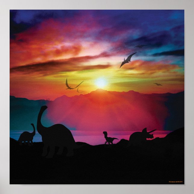 Dinosaur Sunset Poster (Vorne)