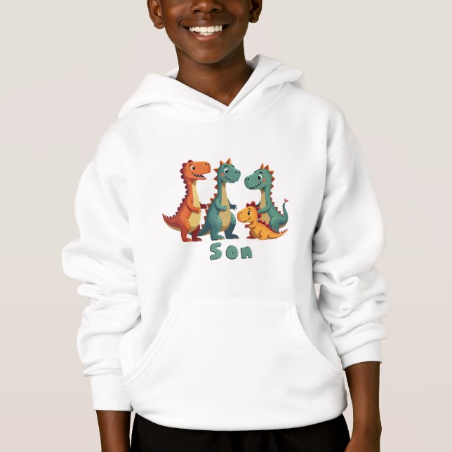 Dinosaur Sweat - shirt à capuche de famille (fils) (Devant)