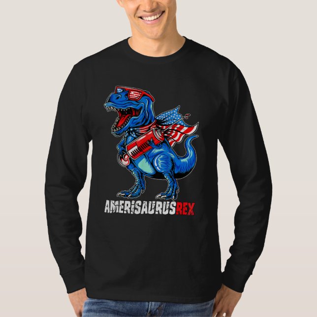 Dinosaur T Rex 4th Of July Kids Boys Men Amerisaur T-Shirt (Vorderseite)