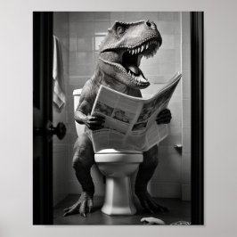 Dinosaur T-Rex auf der Toilette Badezimmer Wand Ku Poster