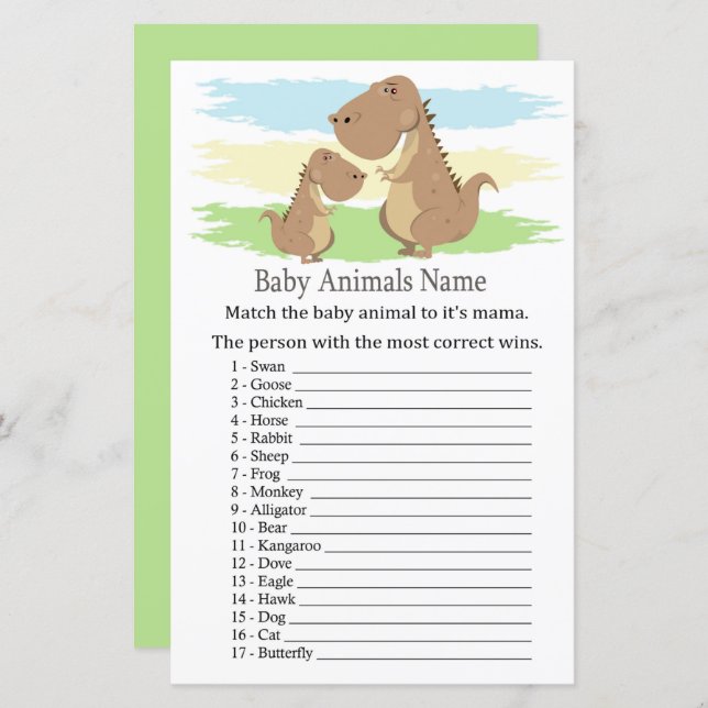 Dinosaur,T-rex Baby Animals Name Game (Vorne/Hinten)