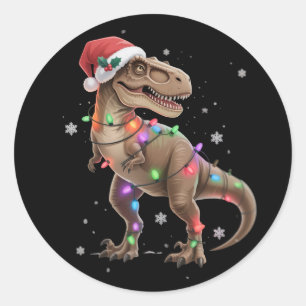Dinosaur T-Rex Baum Weihnachten Xmas Haustier Dino Runder Aufkleber
