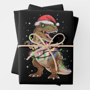 Dinosaur T-Rex Baum Weihnachts Pullover Xmas Dino Geschenkpapier Set