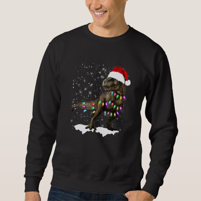 Dinosaur T Rex Baum Weihnachtspullover Xmas Hausti Sweatshirt (Vorderseite)