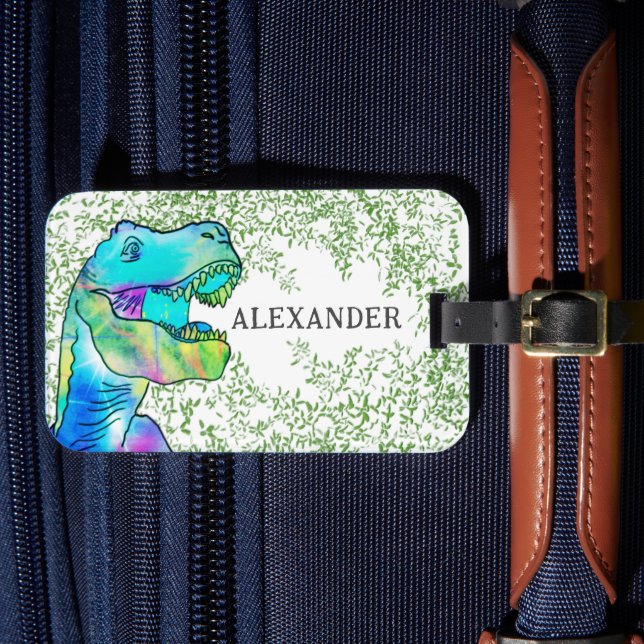 Dinosaur T Rex Boys Name Gepäckanhänger (Vorderseite Insitu 4)