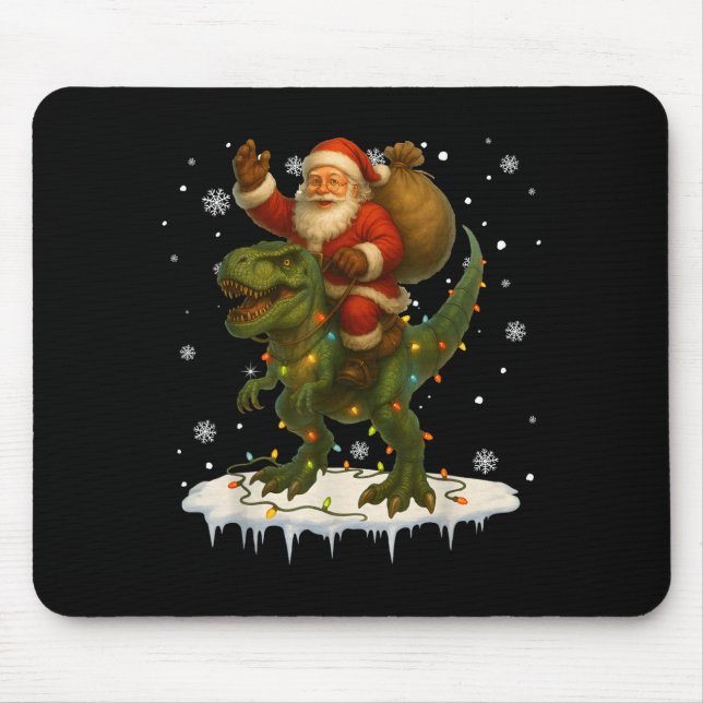 Dinosaur T Rex Christmas Santa Boys Men Girls Xmas Mousepad (Vorne)