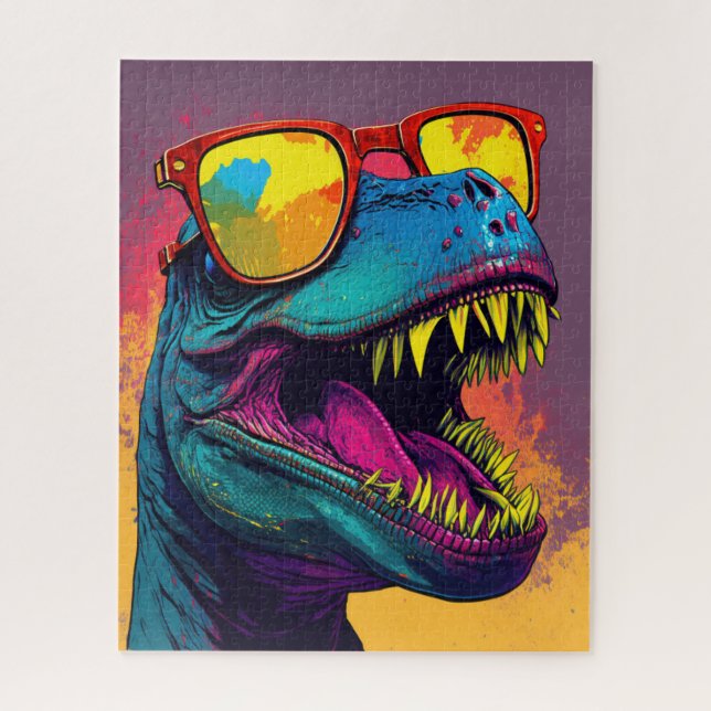 Dinosaur T Rex Cool Orange Blue (Vertikal)