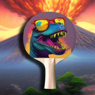 Dinosaur T Rex Cool Orange Blue Tischtennis Schläger