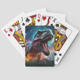 Dinosaur T-Rex Dino Stormy Mountains Spielkarten