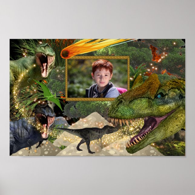 Dinosaur T-rex DIY Foto Jungs Flammen Poster (Vorne)