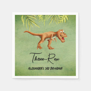 Dinosaur T Rex Dritter Geburtstag  Serviette