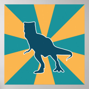 Dinosaur T-rex farbiger Cartoon Poster