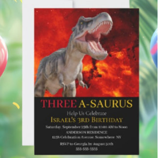 Dinosaur T Rex Fire Jurassic World Einladung