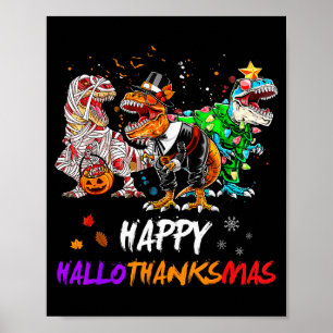 Dinosaur T Rex Frohes Hallothanksmas Halloween Kin Poster
