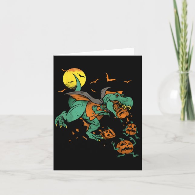 Dinosaur T Rex Funny Boo Halloween Boys Men Pumpki Karte (Vorderseite)