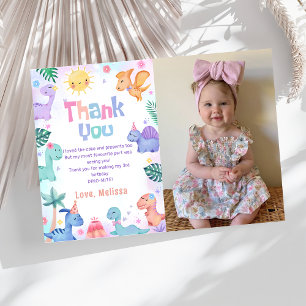 Dinosaur T-Rex Geburtstags-Foto Danke-Karte Dankeskarte