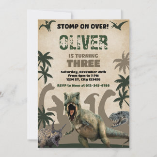 Dinosaur T-Rex Geburtstagsparty Wild Dinosaur Einladung