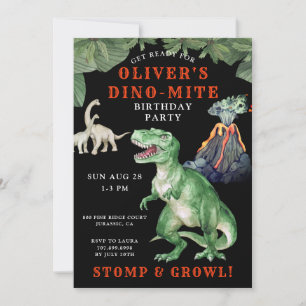 Dinosaur T Rex Invitation de fête d'anniversaire