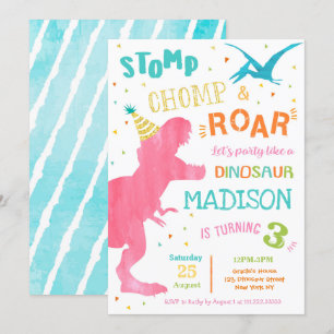 Dinosaur T-Rex Invitations pour la fête d'annivers