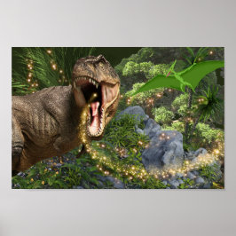 Dinosaur T-rex magische Märchenleuchten Dino Theme Poster