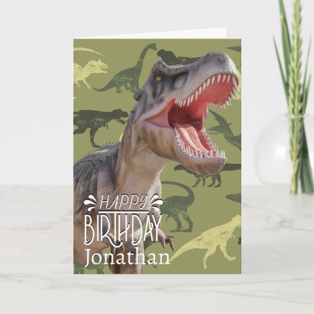 Dinosaur T Rex Pattern Jurassic World Karte (Vorderseite)