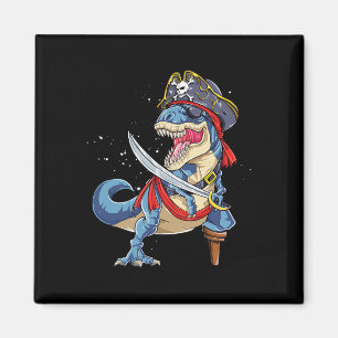 Dinosaur T Rex Pirate Piratenflagge Halloween Gesc Magnet