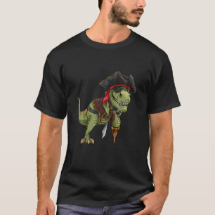 Dinosaur T Rex Pirate Piratenflagge Halloween Skul T-Shirt