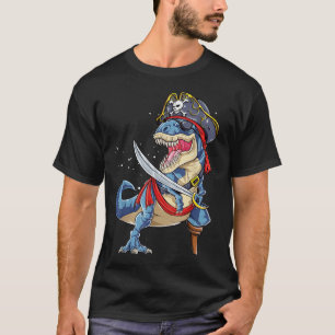 Dinosaur T Rex Pirate Piratenflagge Halloween T-Shirt