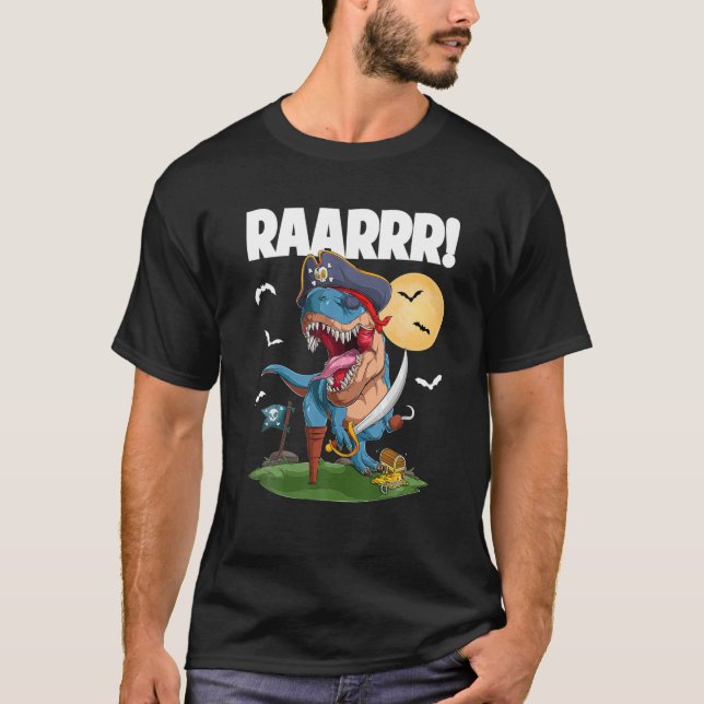Dinosaur T Rex Pirate T Piratenflagge Halloween 20 T-Shirt (Vorderseite)