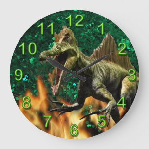 Dinosaur T-rex prähistorische Tierfeuerzahl Große Wanduhr
