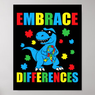 Dinosaur T-Rex Puzzle Akzeptiere Unterschiede Auti Poster