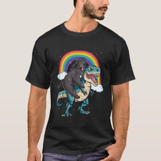 Dinosaur T Rex Rainbow Glitzern T-Shirt