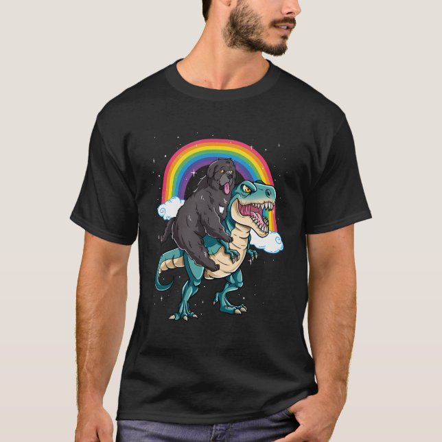 Dinosaur T Rex Rainbow Glitzern T-Shirt (Vorderseite)
