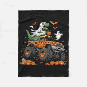 Dinosaur T-rex Riding Monster Truck Halloween Männ Fleecedecke