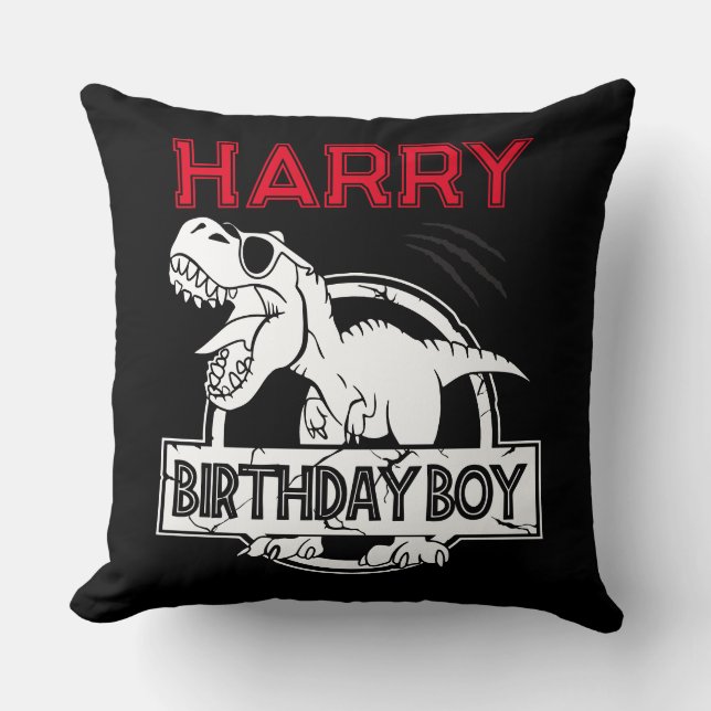 Dinosaur T Rex ROAR BIRTHDAY BOY Kissen (Vorderseite)