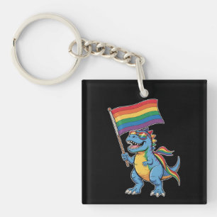 Dinosaur T Rex Schwulen Stolz LGBTQ Verbündeter Re Schlüsselanhänger