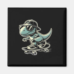 Dinosaur T Rex Skateboard fahren Lustiges Retro Sk Magnet
