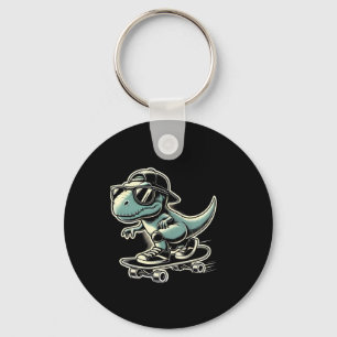 Dinosaur T Rex Skateboarden Lustiges Retro Skaten  Schlüsselanhänger