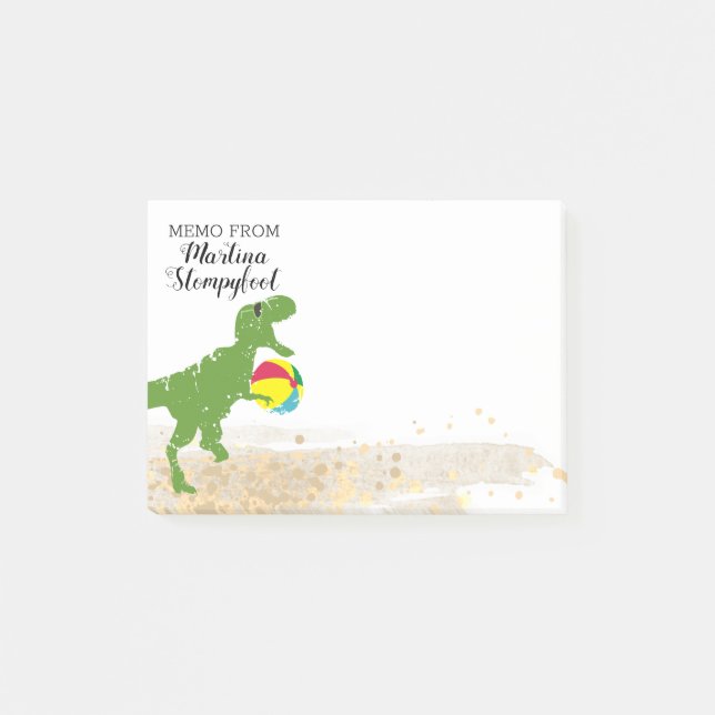 Dinosaur t-rex Sommer Spaß Beach Ball Post-it Noti Post-it Klebezettel (Vorderseite)